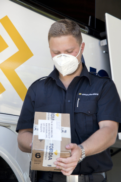 Bus driver with mask